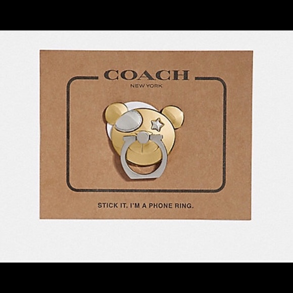 Coach Gold and Silver Bear Phone Ring - Picture 1 of 8
